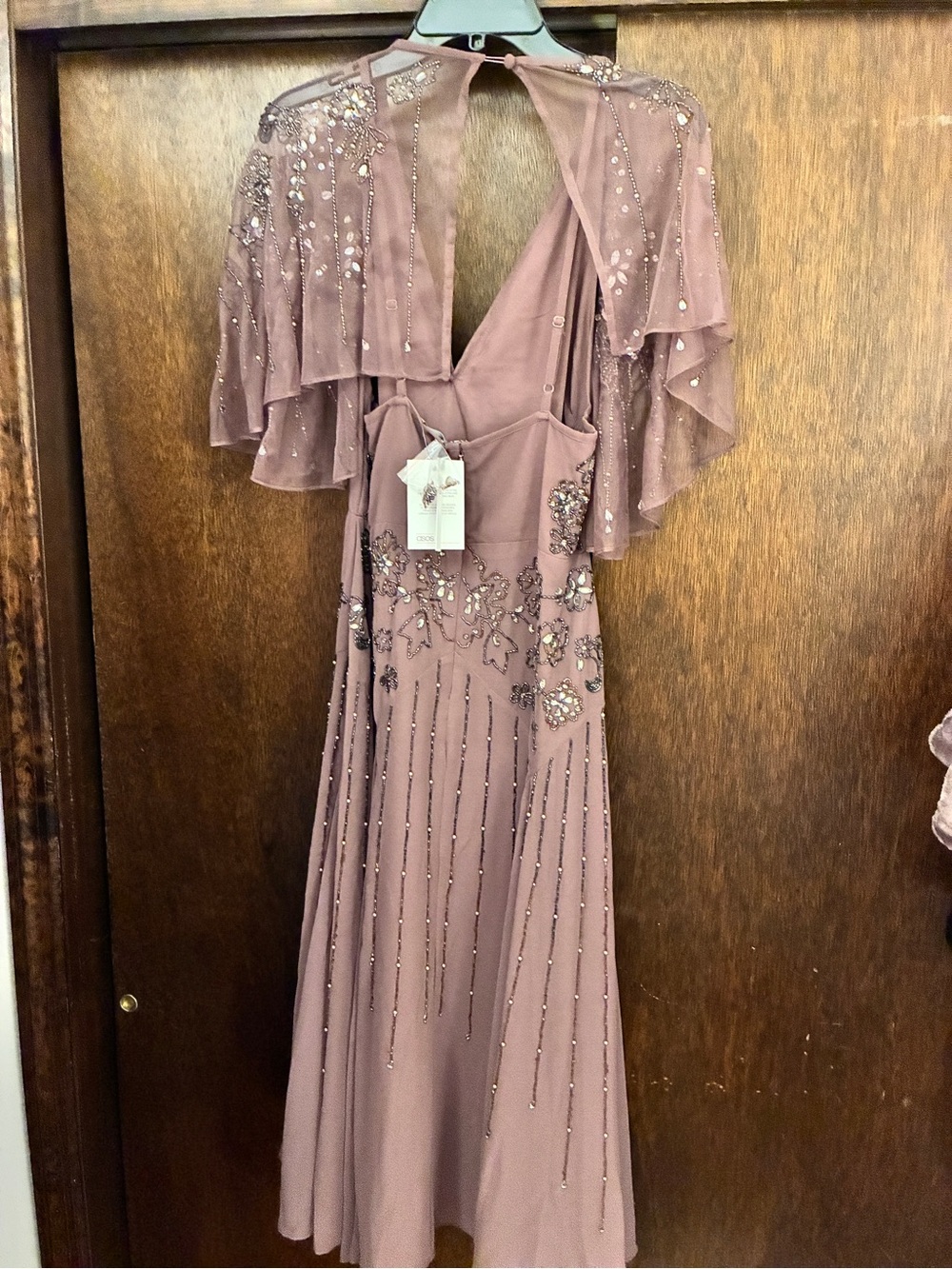 ASOS Mauve Beaded Capelet Formal Dress